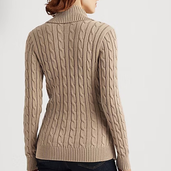 Lauren Ralph Lauren Cream Cable Knit Shawl Collar Buckle Sweater XS Old Money - Picture 3 of 11